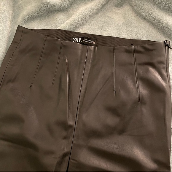 Zara Pants Vegan Leather Black High Waisted Side Zip Like New Size Medium - Picture 7 of 12